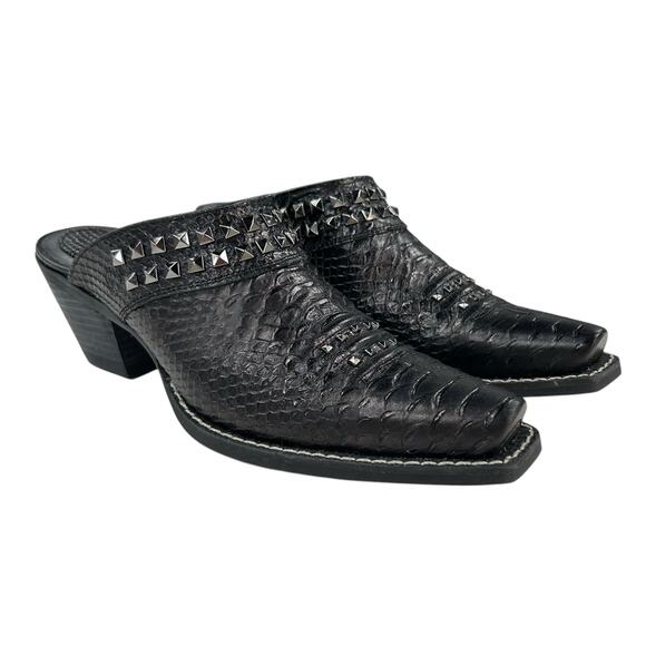 Ariat | Shoes | Ariat Black Python Embossed Leather Studded Heeled Slip ...